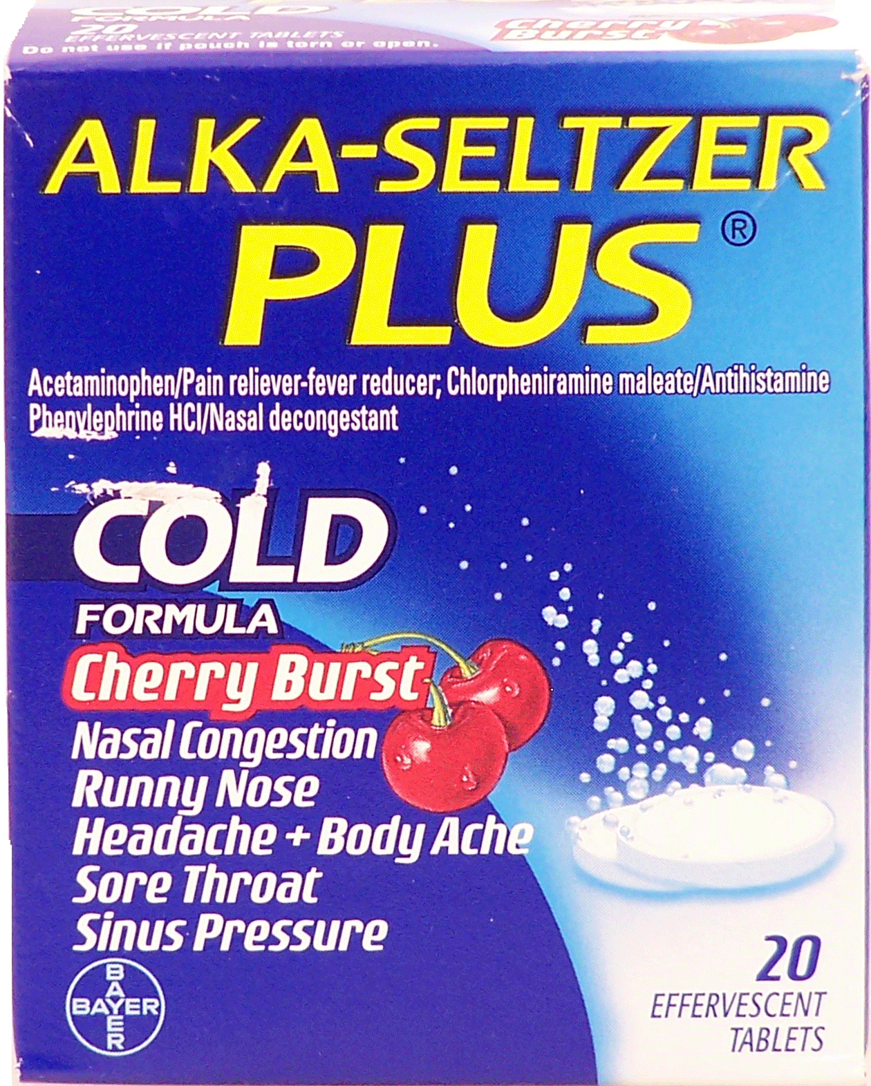 Alka Seltzer&nbsp;Plus&nbsp;cold medicine effervescent tablets cherry burst flavor Full-Size Picture